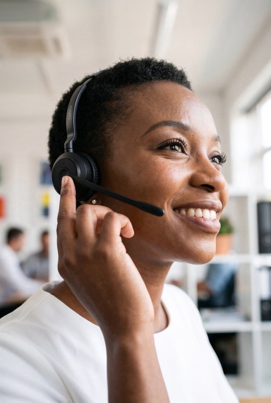 customer support headset blue